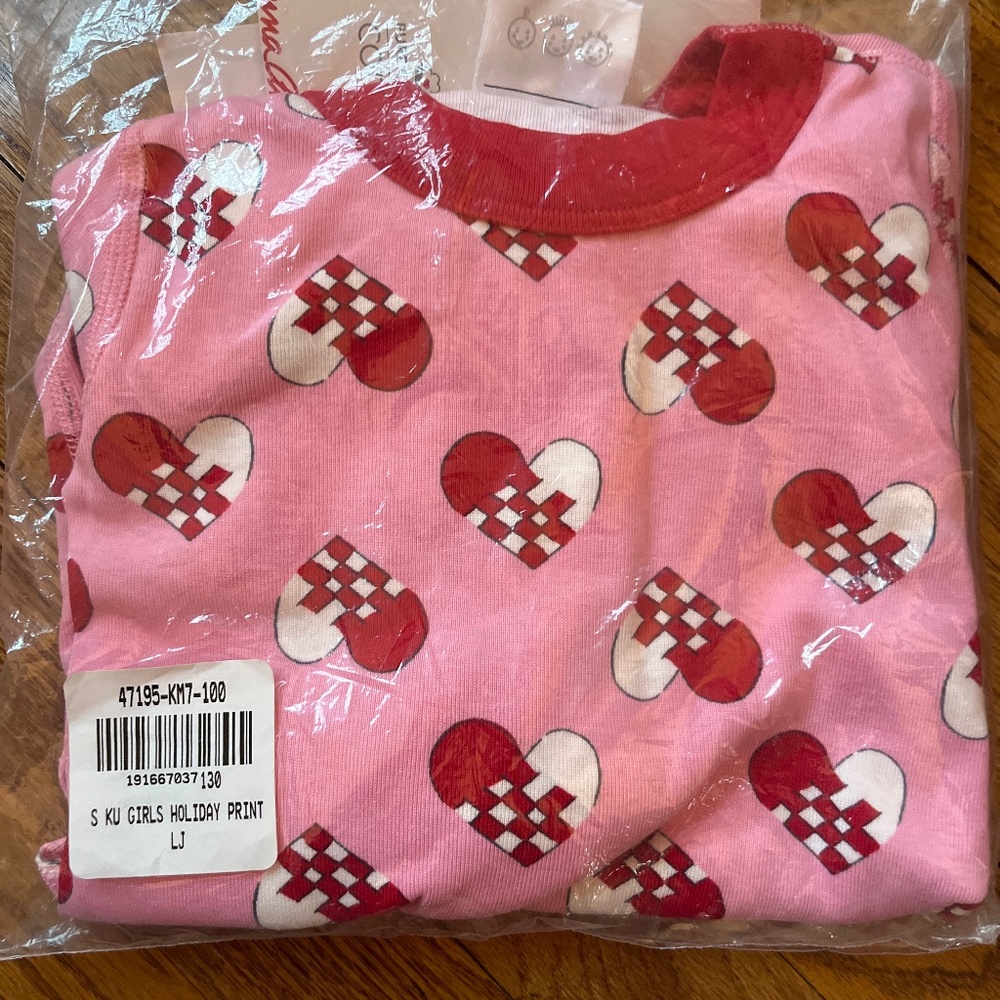 Hearts organic long johns pajamas